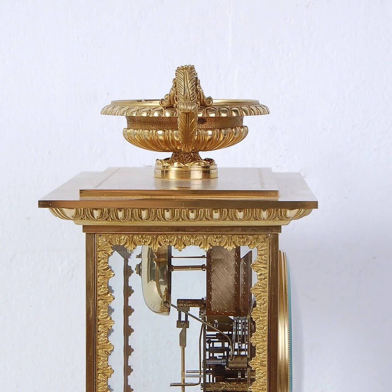 Carrara marble and gilded bronze Empire-style table clock, 1950s 11