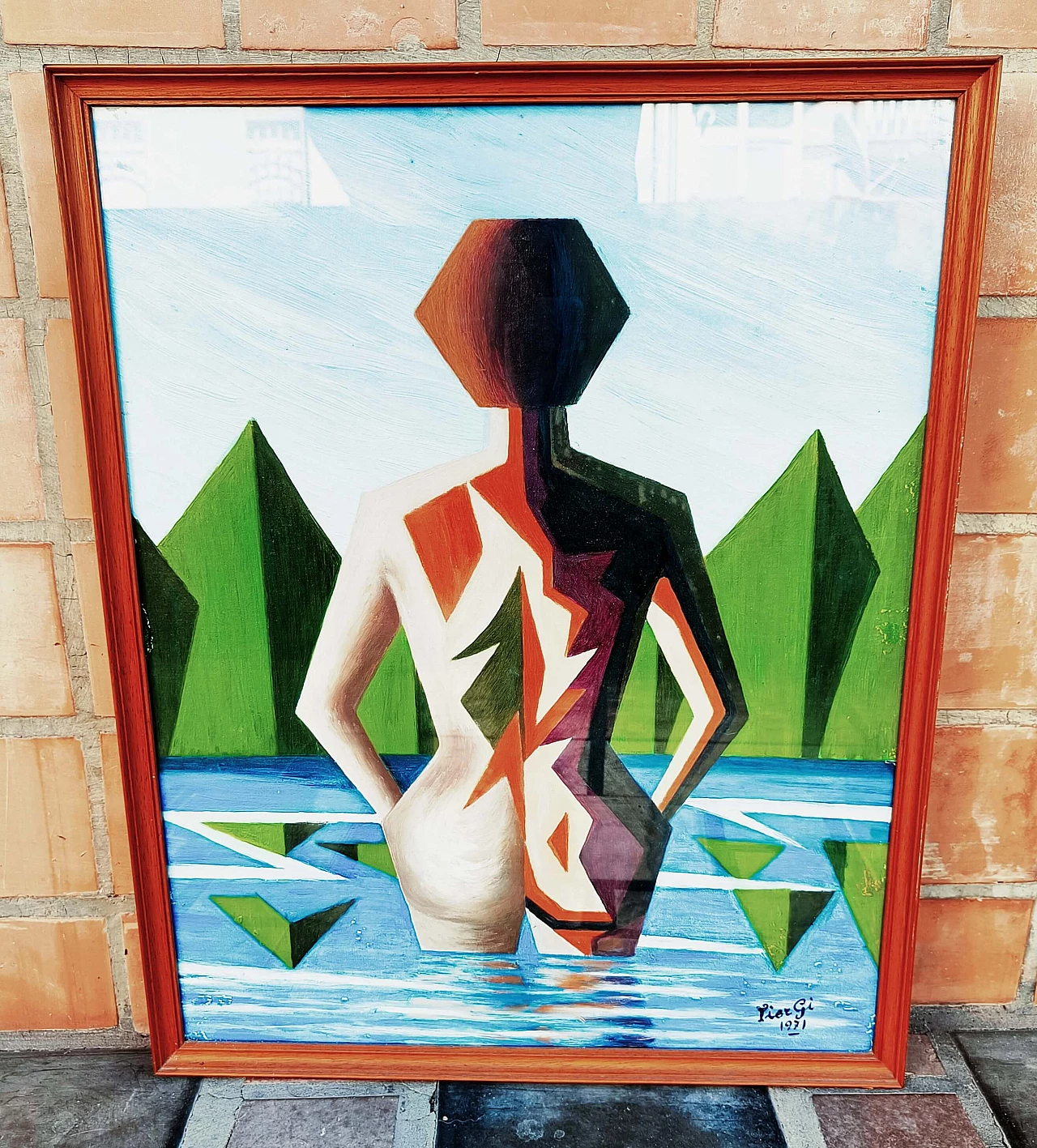 PierGi, surrealist composition, oil painting on sackcloth, 1971 6