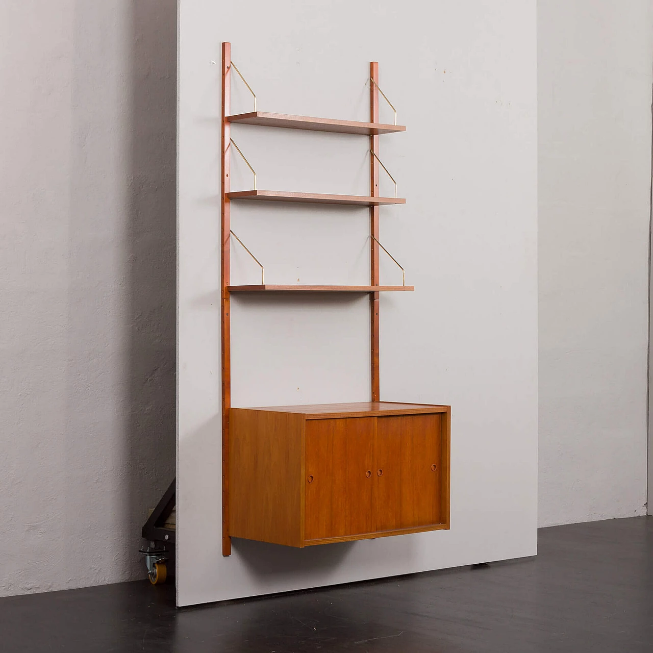 Teak bookcase with sliding door cabinet in the style of Poul Cadovius, 1960s 3