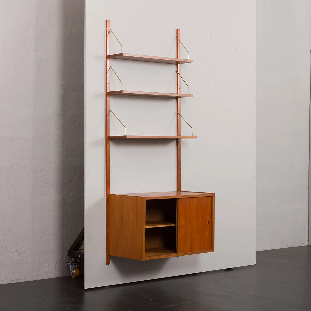 Teak bookcase with sliding door cabinet in the style of Poul Cadovius, 1960s 4