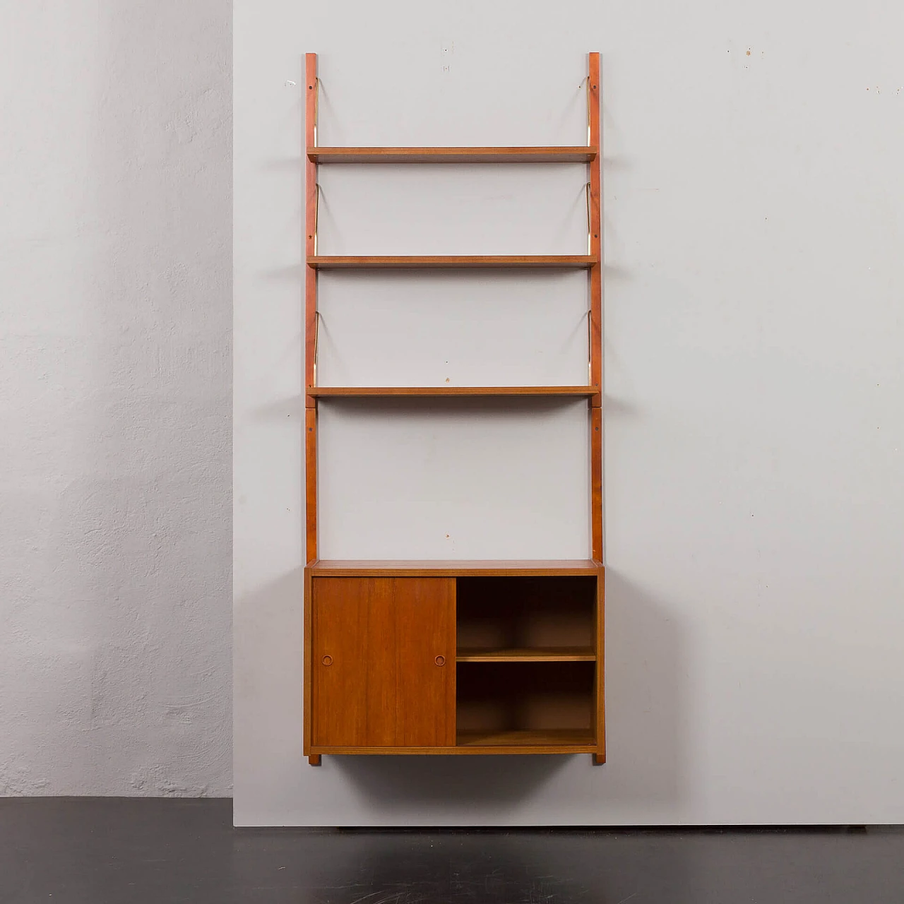 Teak bookcase with sliding door cabinet in the style of Poul Cadovius, 1960s 6