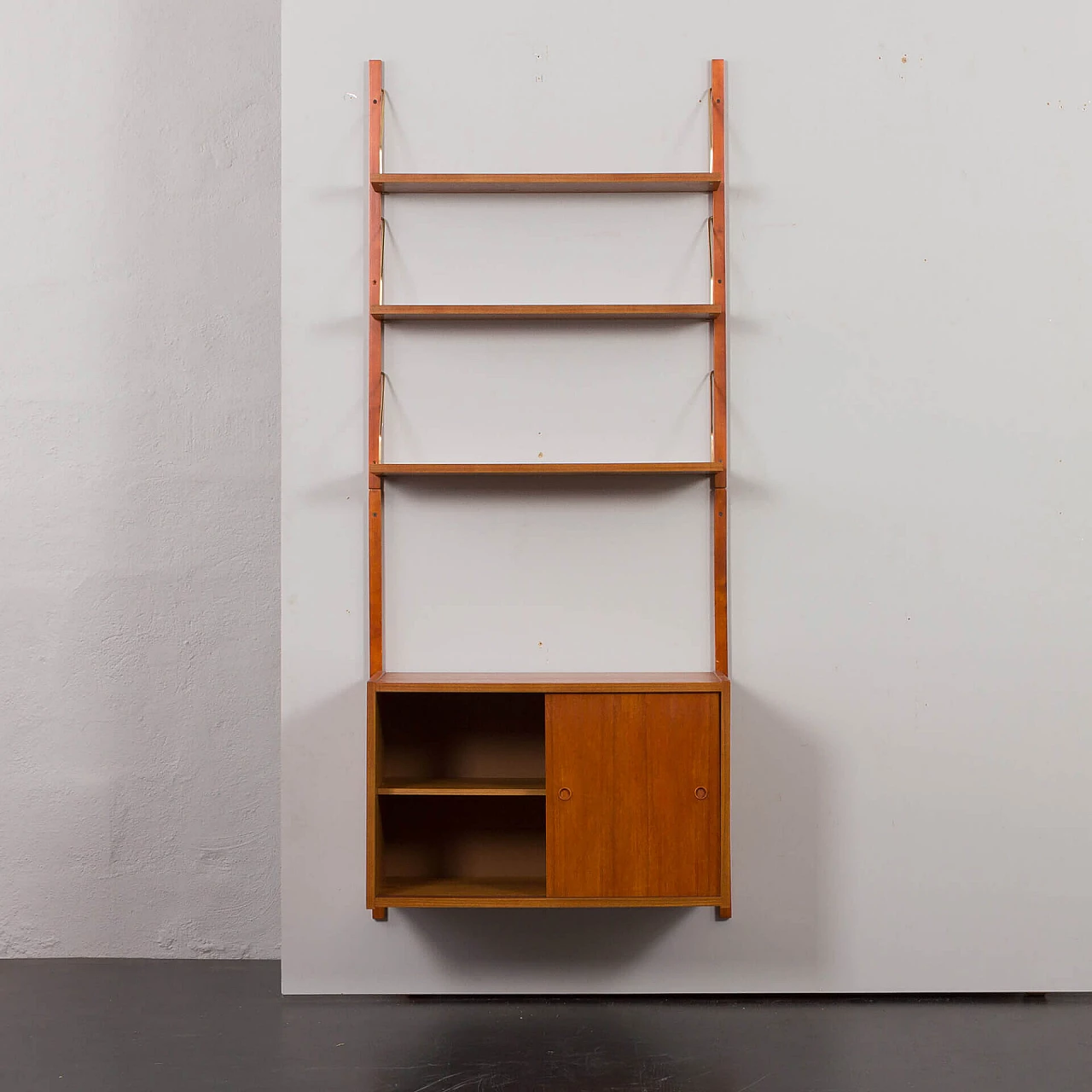 Teak bookcase with sliding door cabinet in the style of Poul Cadovius, 1960s 7