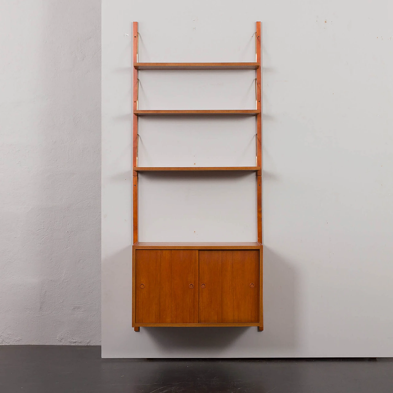 Teak bookcase with sliding door cabinet in the style of Poul Cadovius, 1960s 8