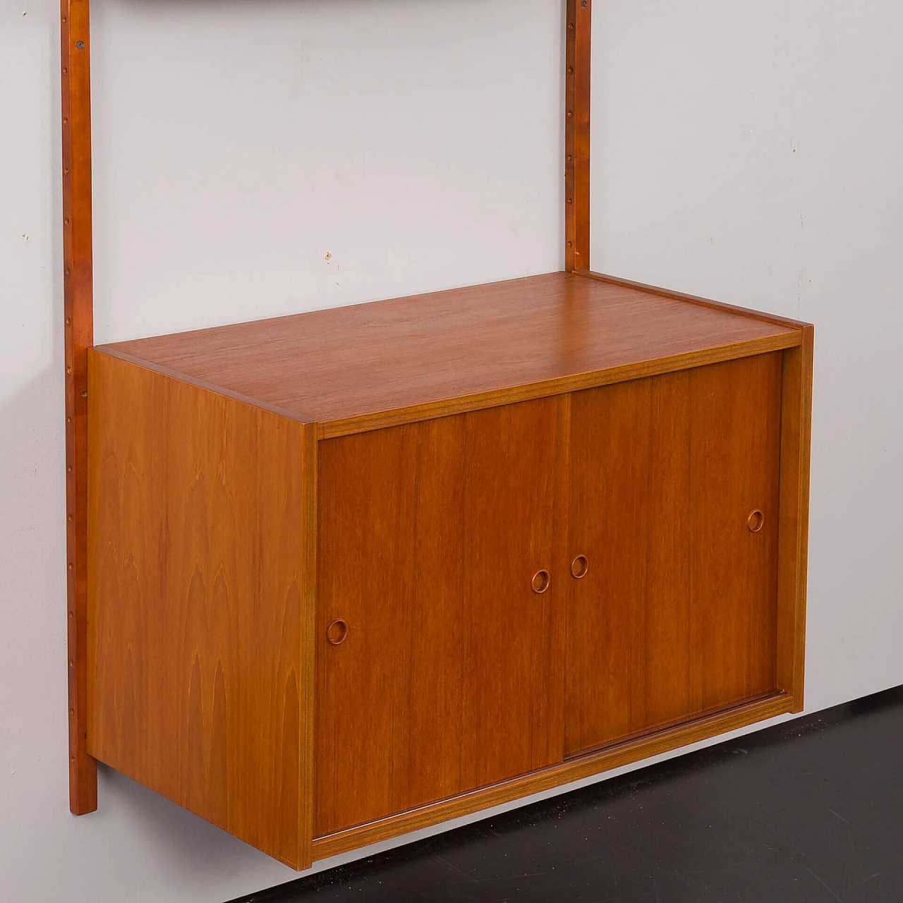 Teak bookcase with sliding door cabinet in the style of Poul Cadovius, 1960s 9