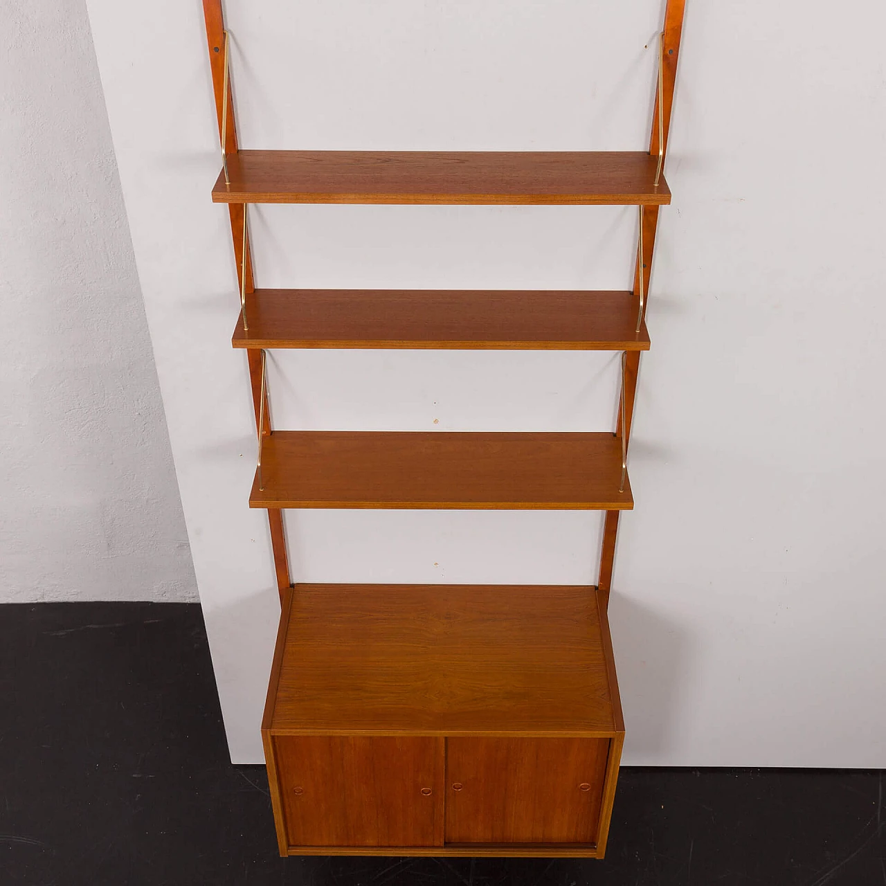 Teak bookcase with sliding door cabinet in the style of Poul Cadovius, 1960s 10