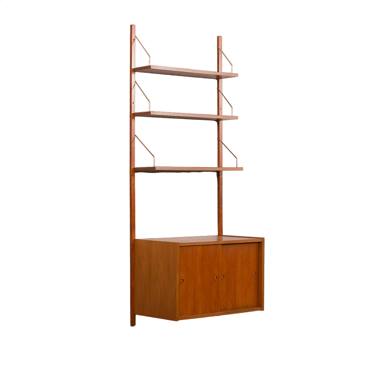 Teak bookcase with sliding door cabinet in the style of Poul Cadovius, 1960s 15