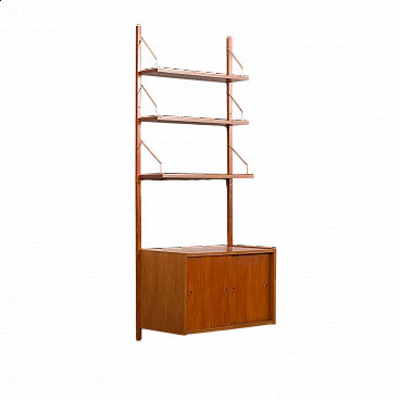 Teak bookcase with sliding door cabinet in the style of Poul Cadovius, 1960s