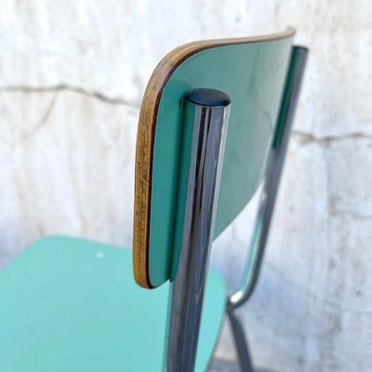 Tubular steel and green formica children's chair, 1960s 7