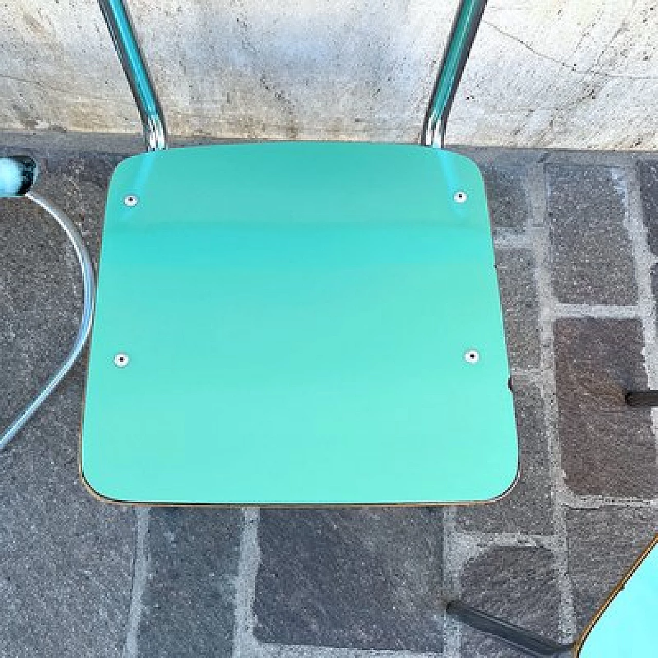 Tubular steel and green formica children's chair, 1960s 9