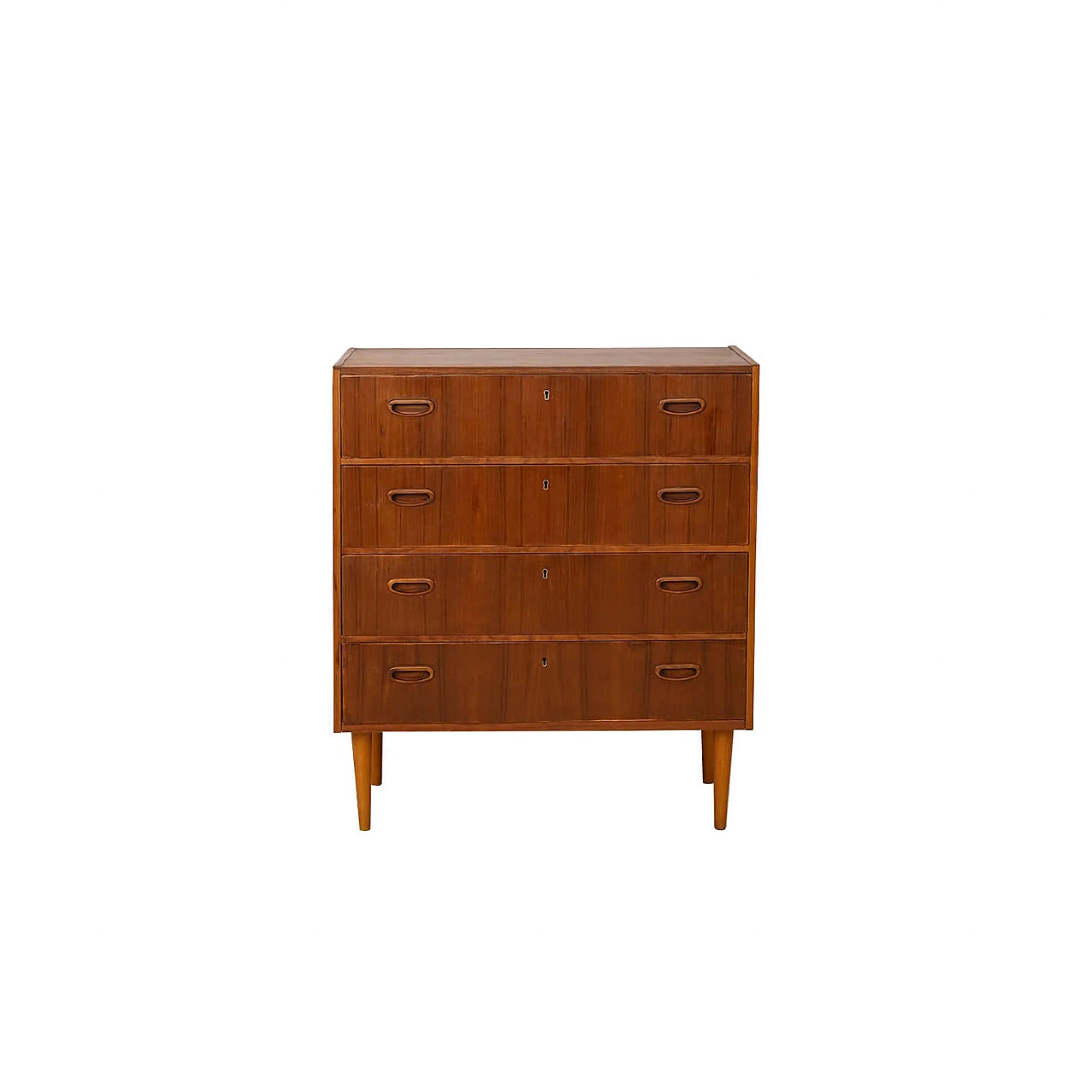 Teak chest of drawers with conical legs, 1960s 10