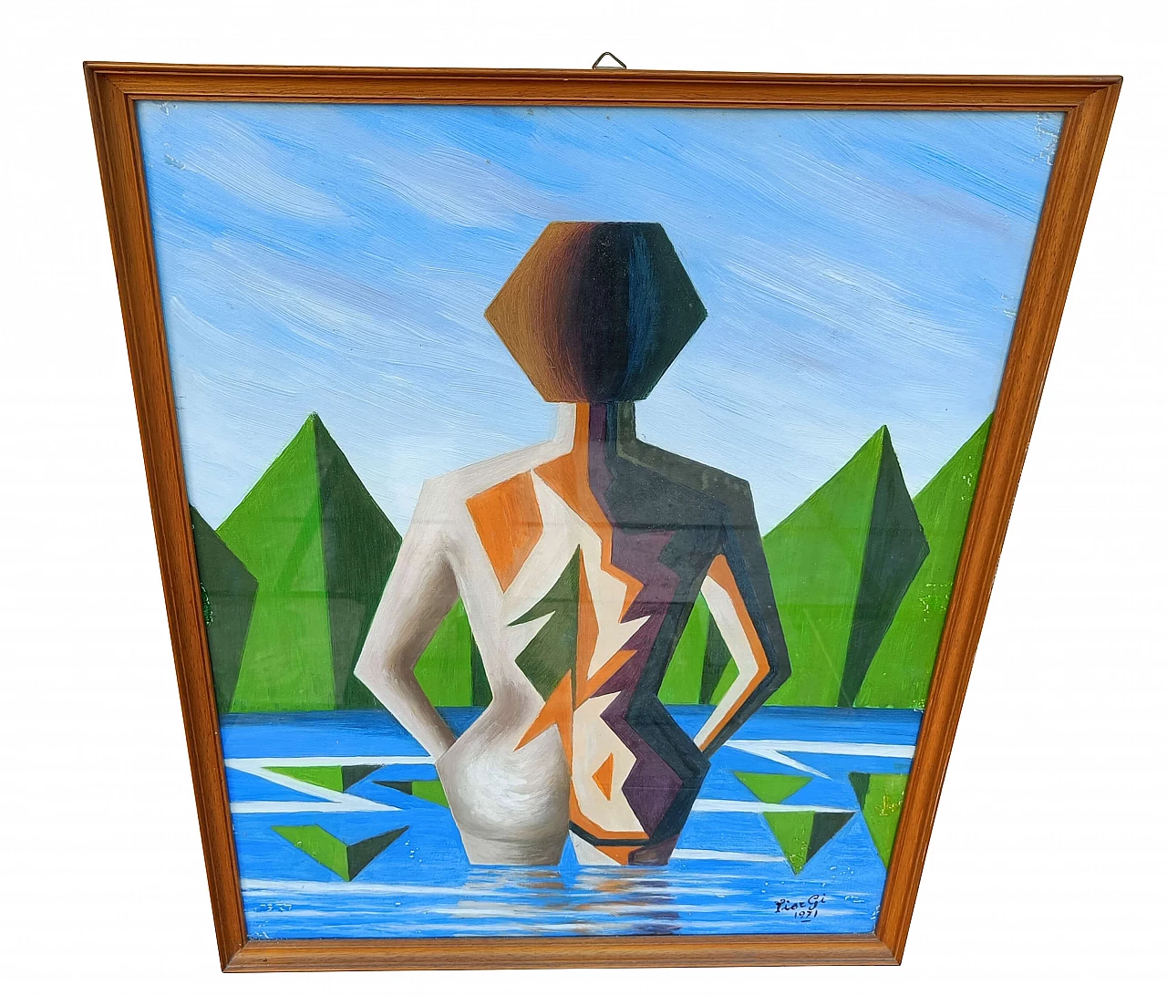 PierGi, surrealist composition, oil painting on sackcloth, 1971 7