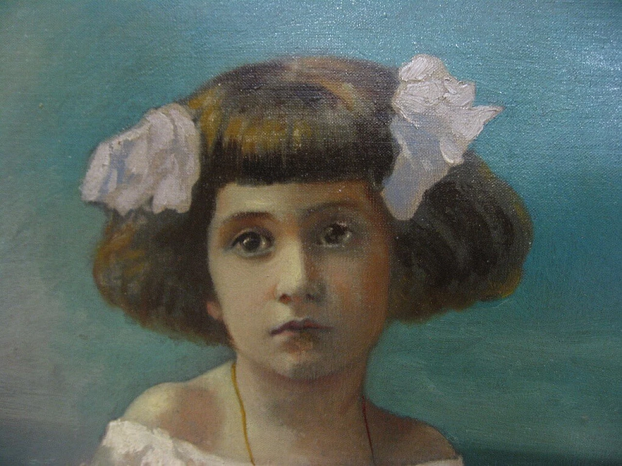 Giuseppe Solenghi, portrait of little girls, oil painting on canvas, 1920s 8