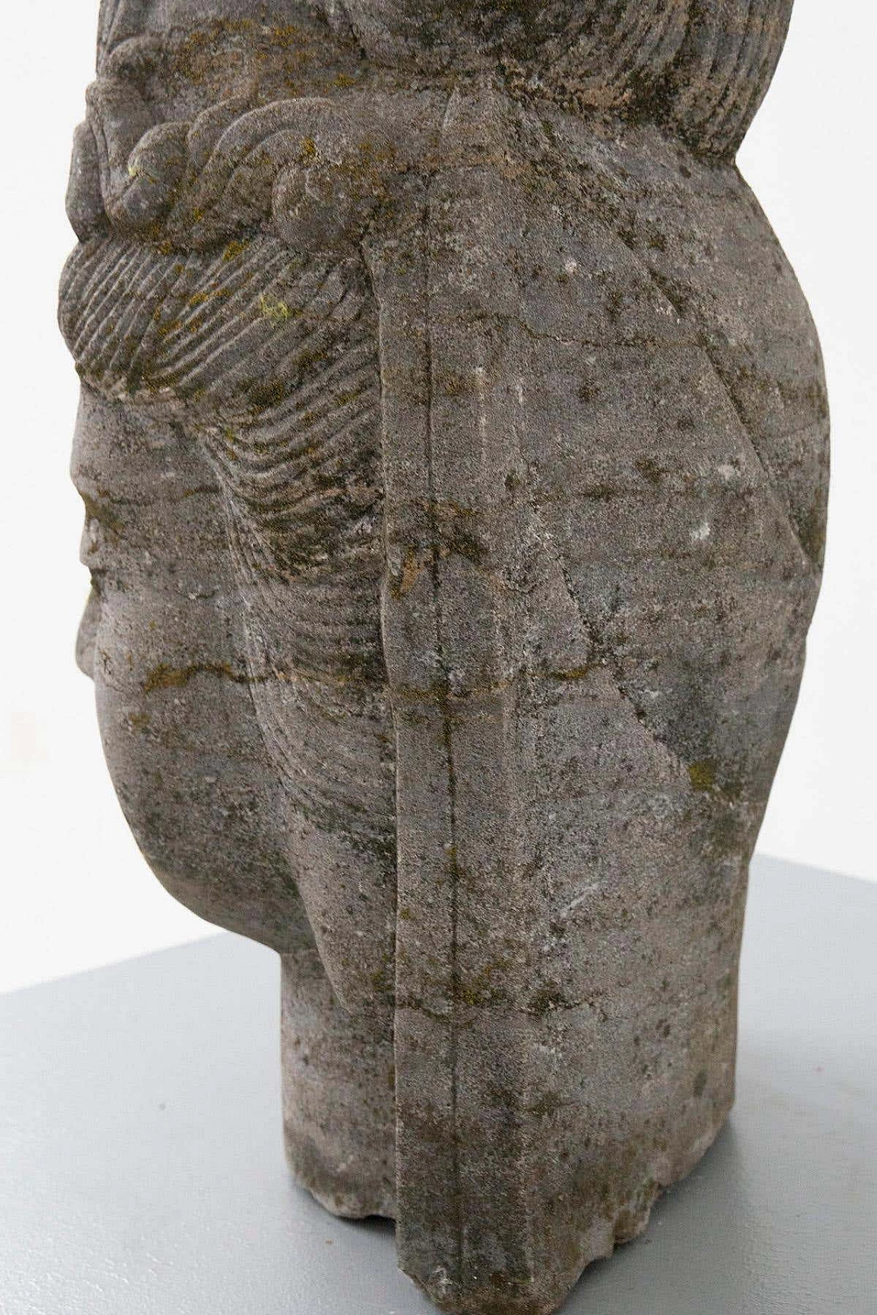 Lava stone Buddha head sculpture, early 1900s 4