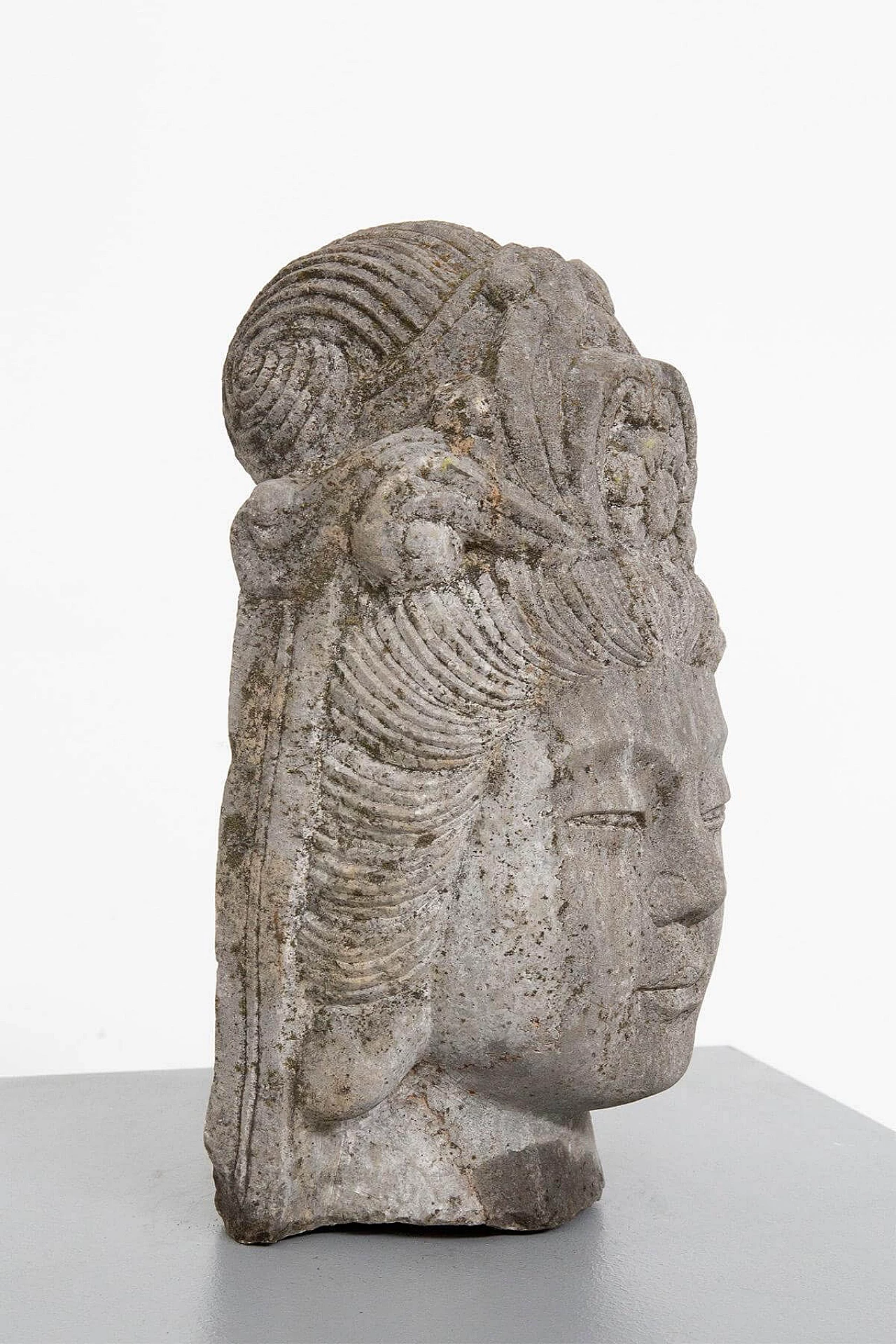 Stone Buddha head sculpture, 20th century 4