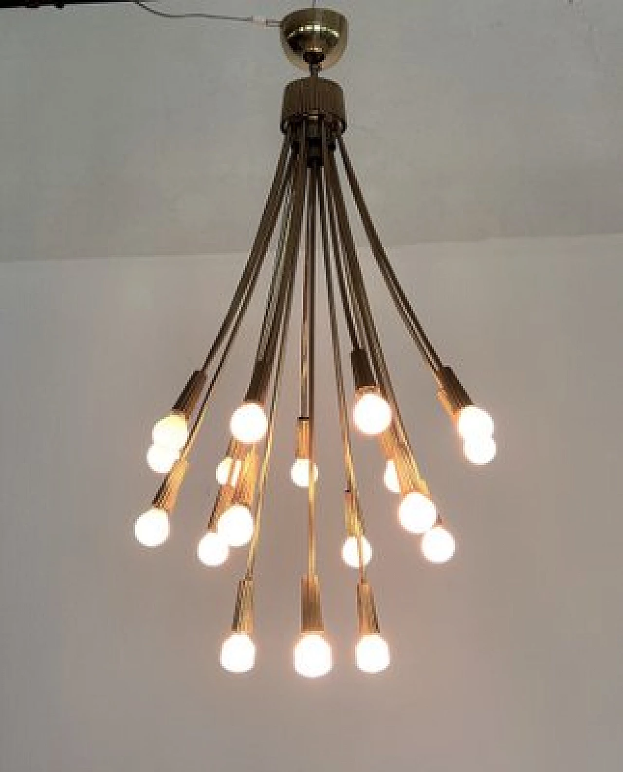 Eighteen-light brass chandelier, 1970s 3