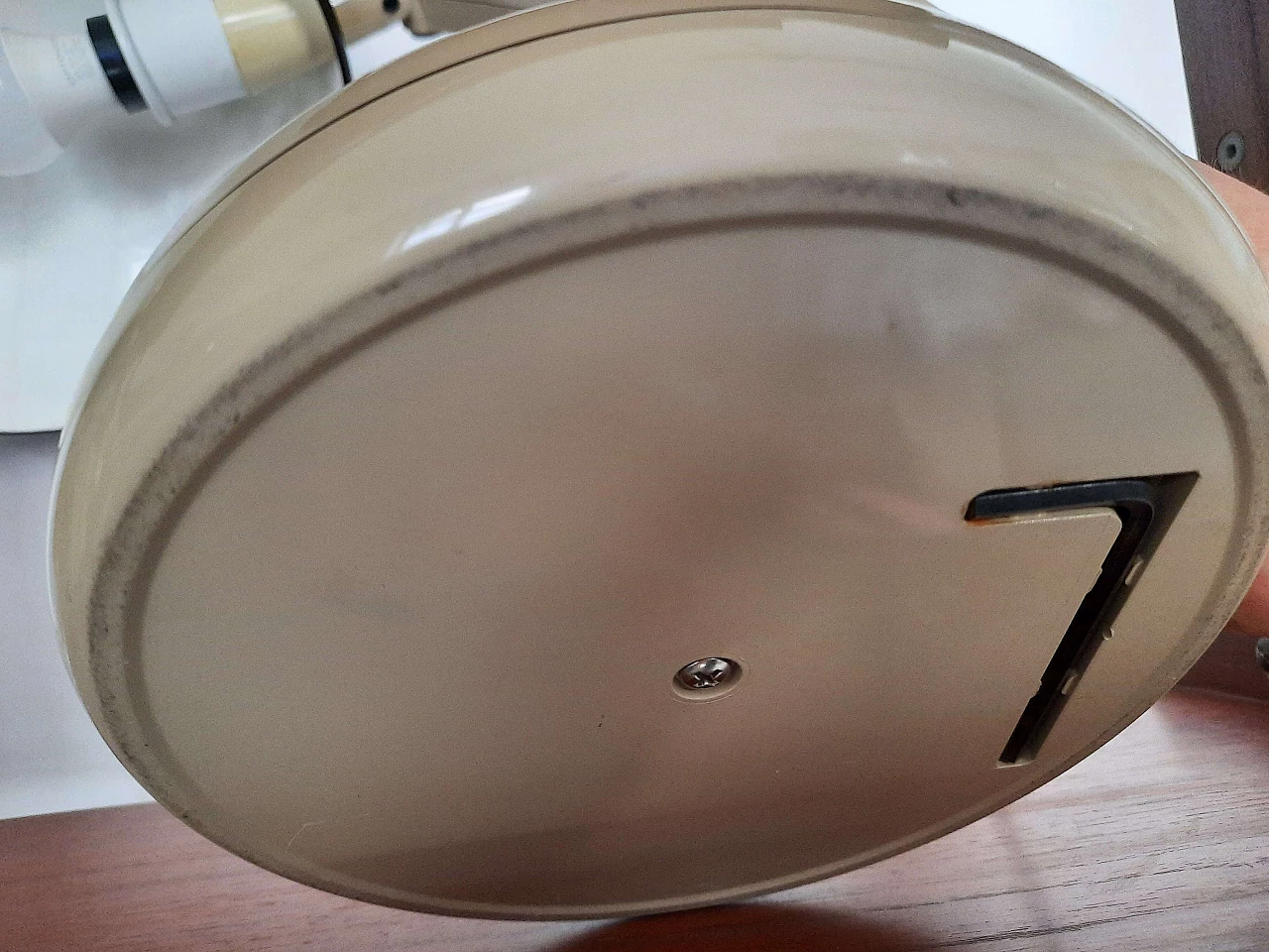 Lampada da tavolo beige e marrone in metallo e plastica, anni '70 9