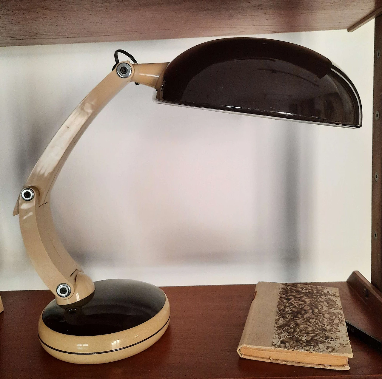 Beige and brown metal and plastic table lamp, 1970s 13