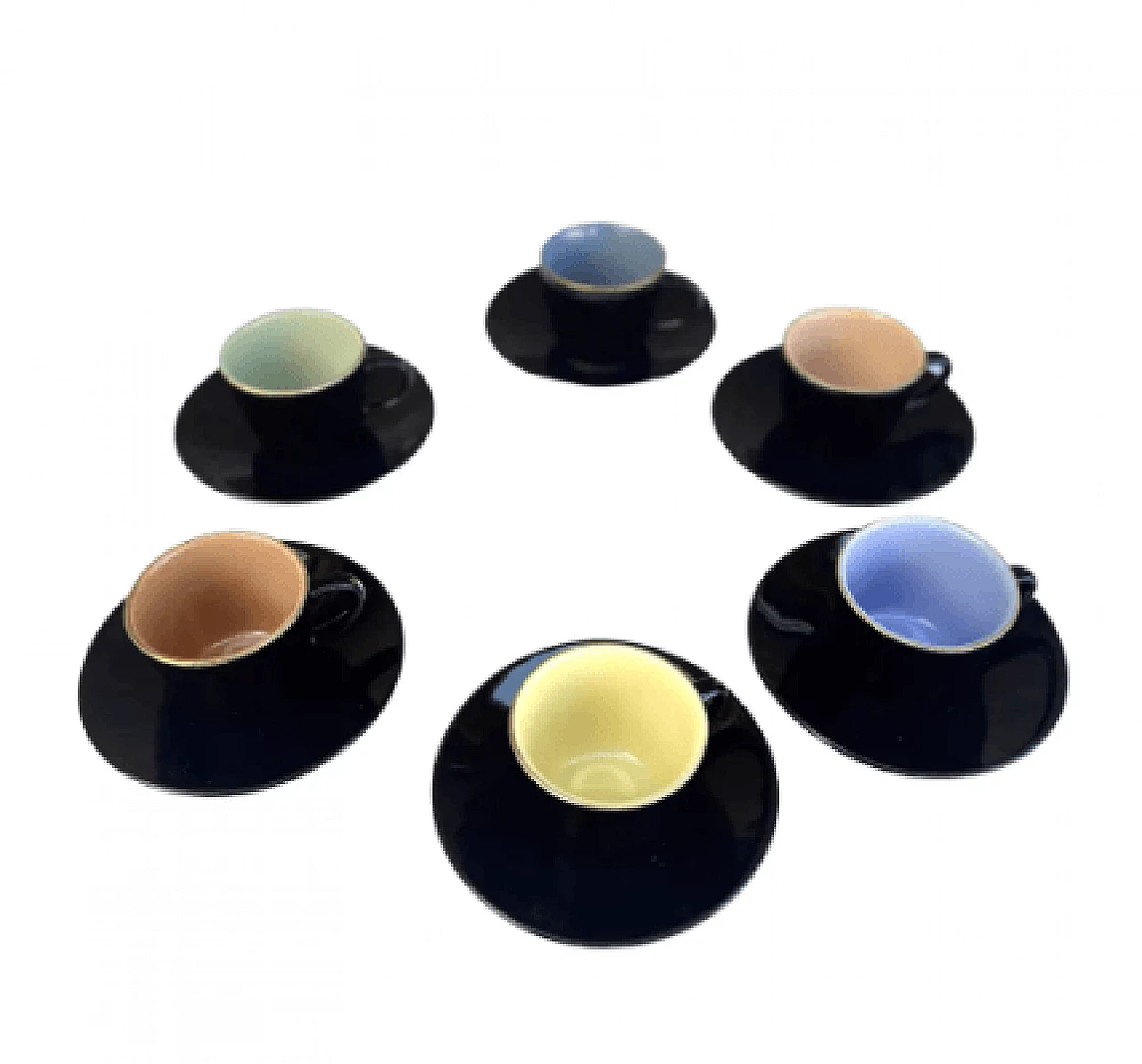 6 Ceramic small cups with saucers by Ditmar Urbach, 1950s 2