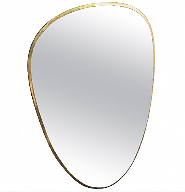 1950s Mid-Century Modern Giò Ponti Style Solid Brass Italian Wall Mirror