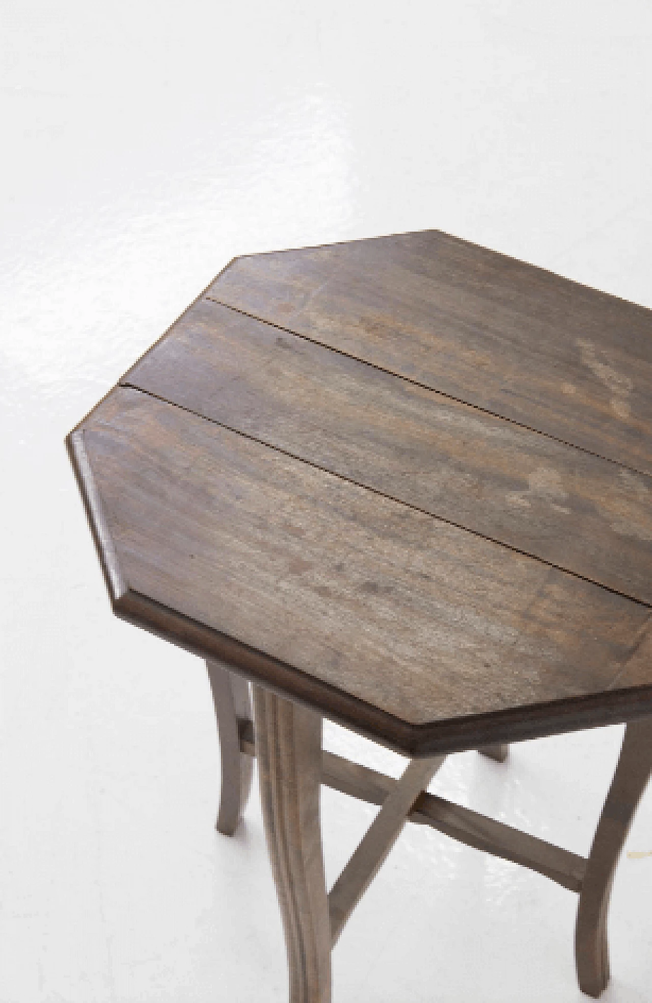 Wood coffee table with folding stools, 1960s 3