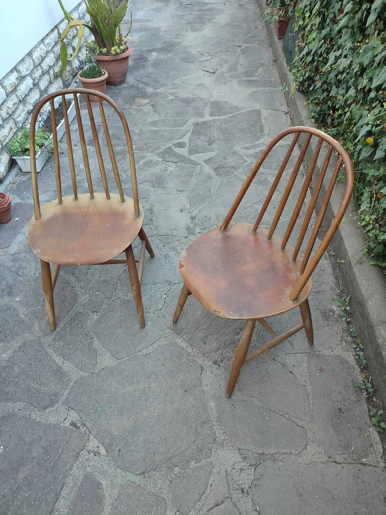 Pair of wood Windsor chairs, 1960s 9