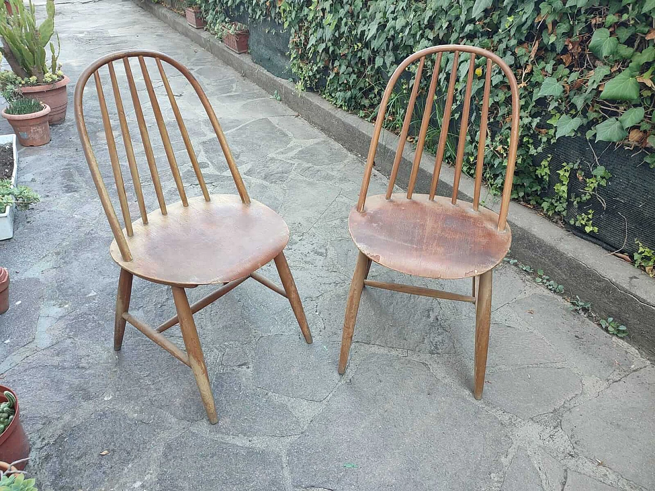 Pair of wood Windsor chairs, 1960s 11