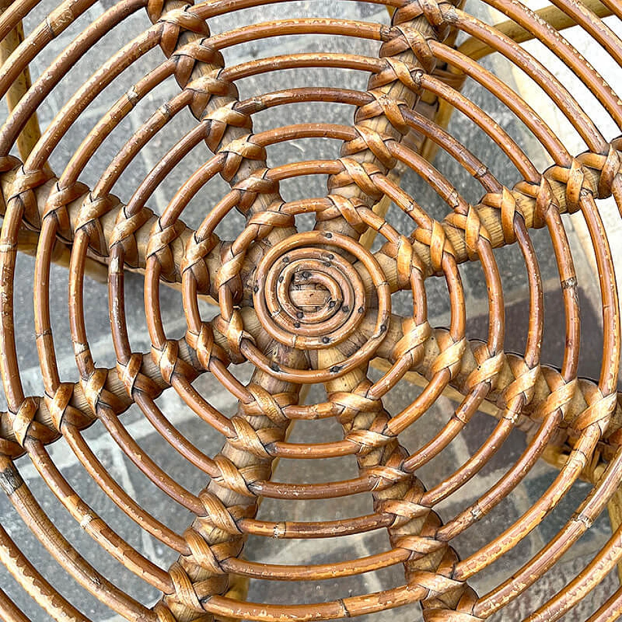 Round bamboo coffee table, 1960s 3