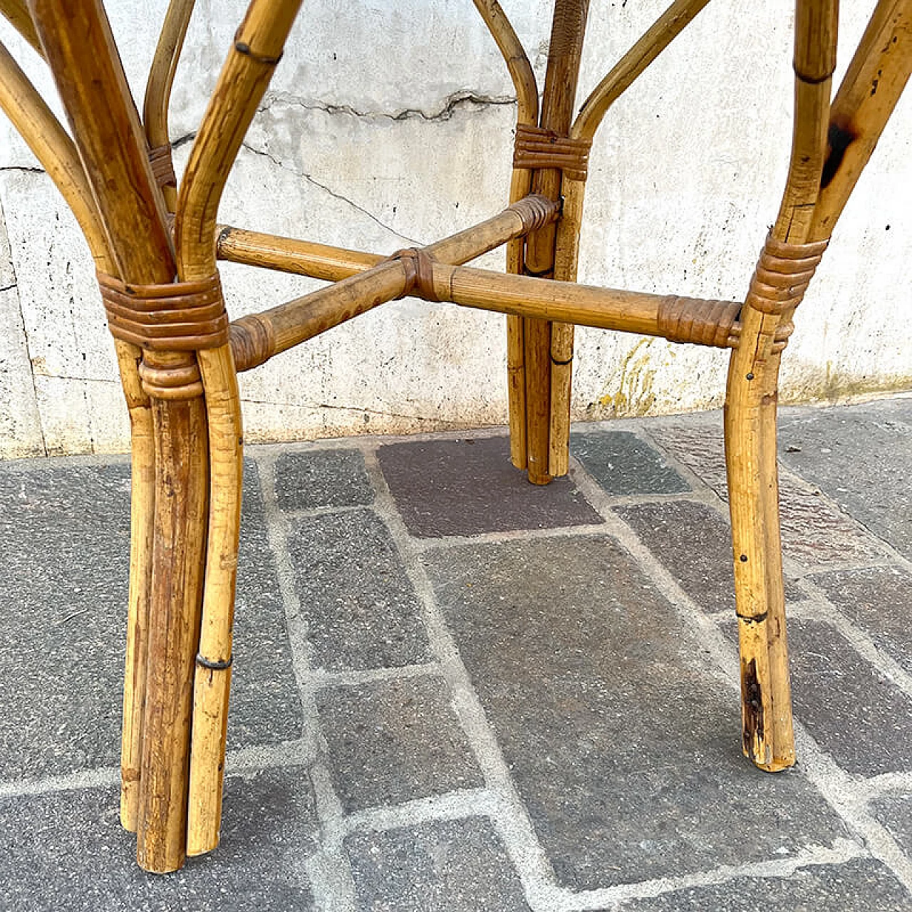 Round bamboo coffee table, 1960s 6