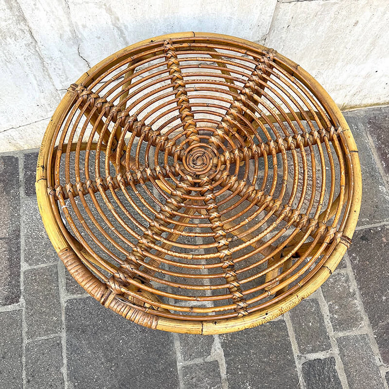 Round bamboo coffee table, 1960s 7