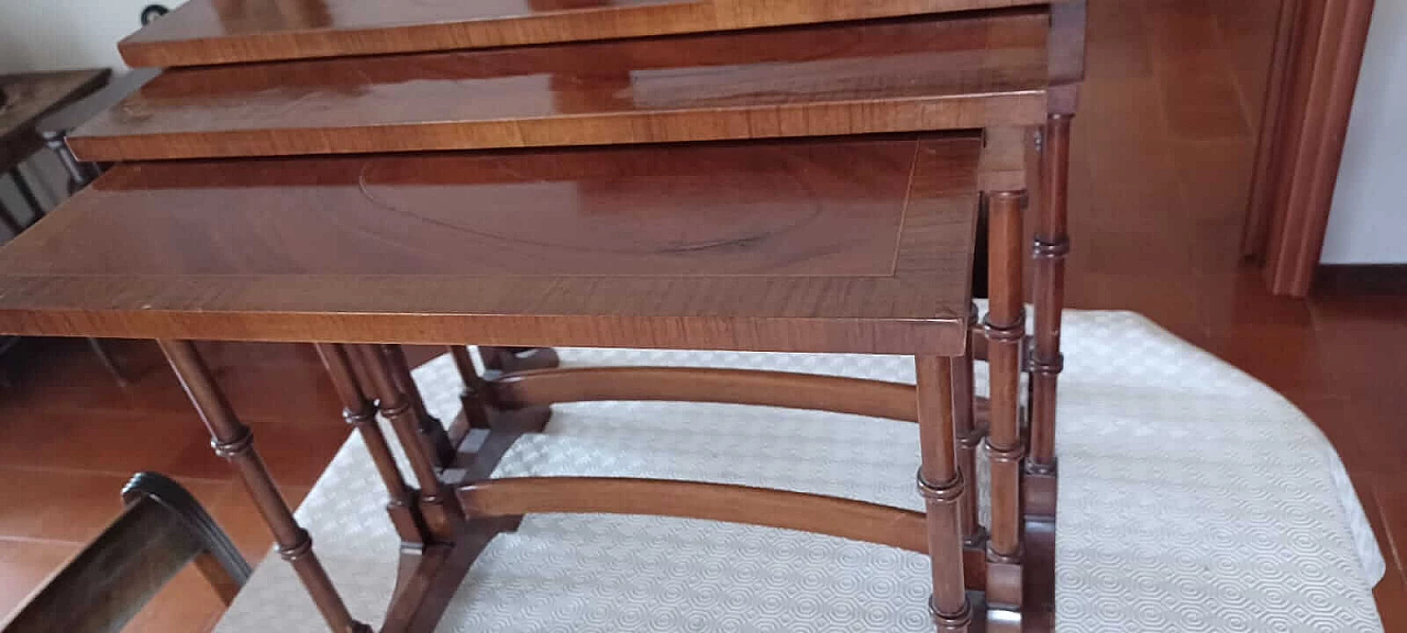 3 English wood nesting tables, 19th century 8