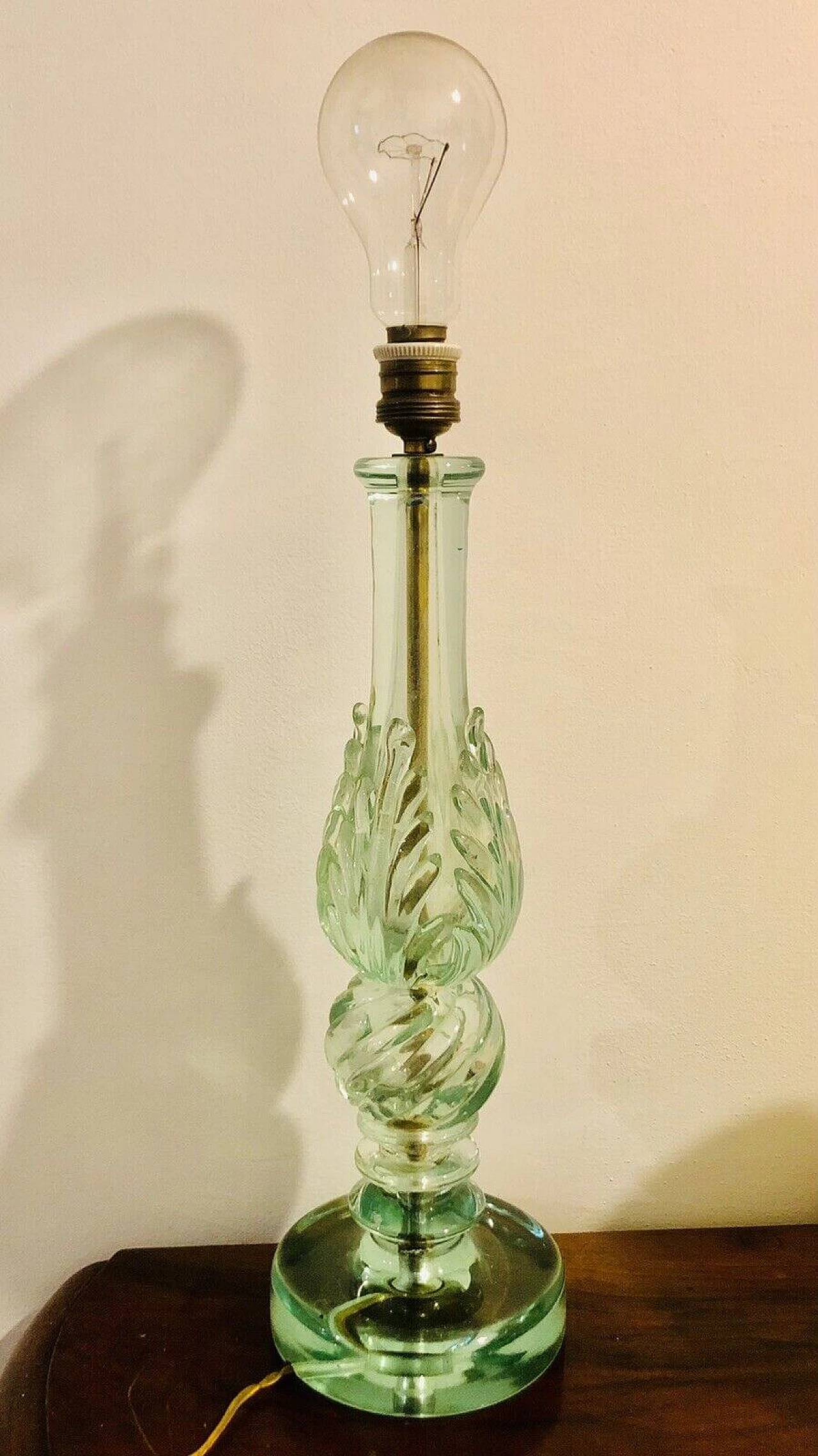 Nile green glass table lamp by Barovier & Toso, 1940s 1