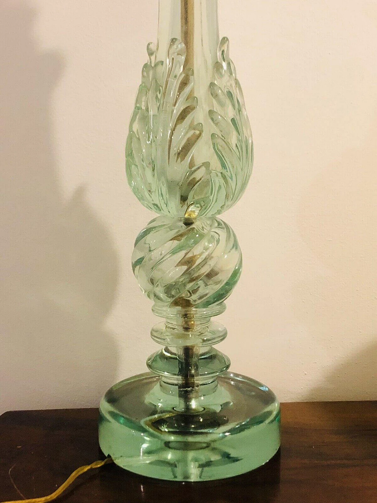 Nile green glass table lamp by Barovier & Toso, 1940s 2