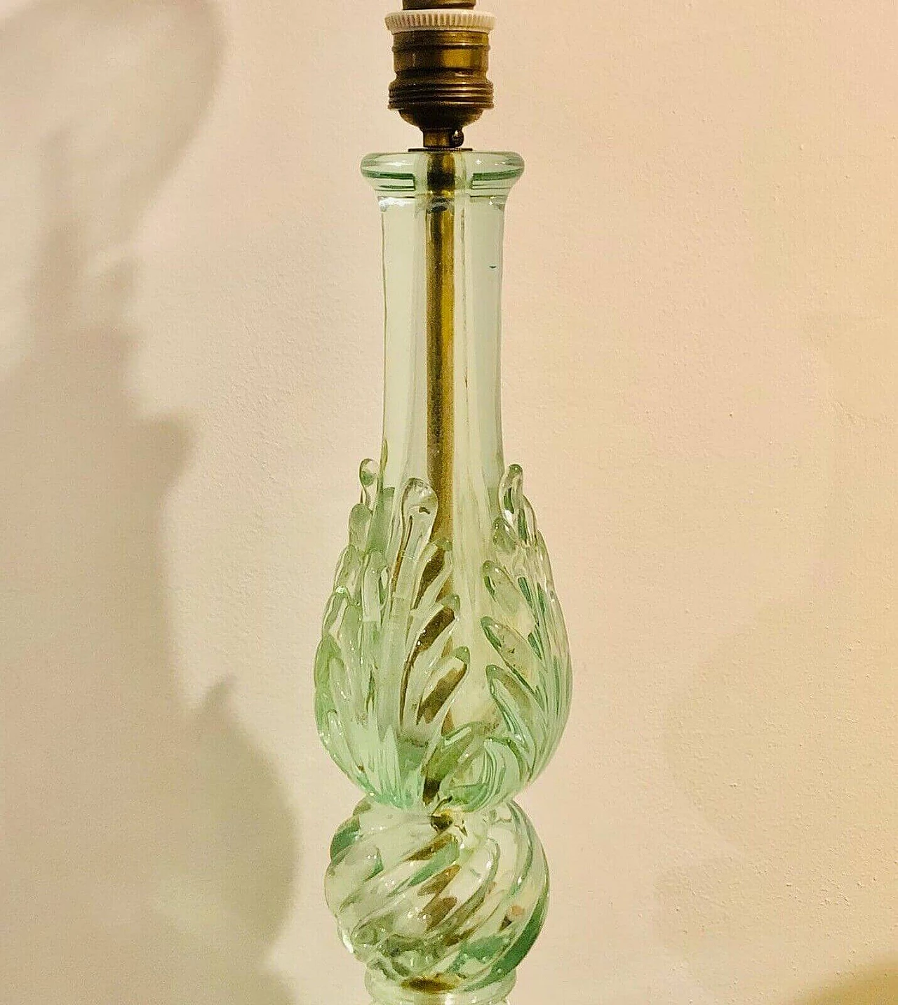 Nile green glass table lamp by Barovier & Toso, 1940s 5