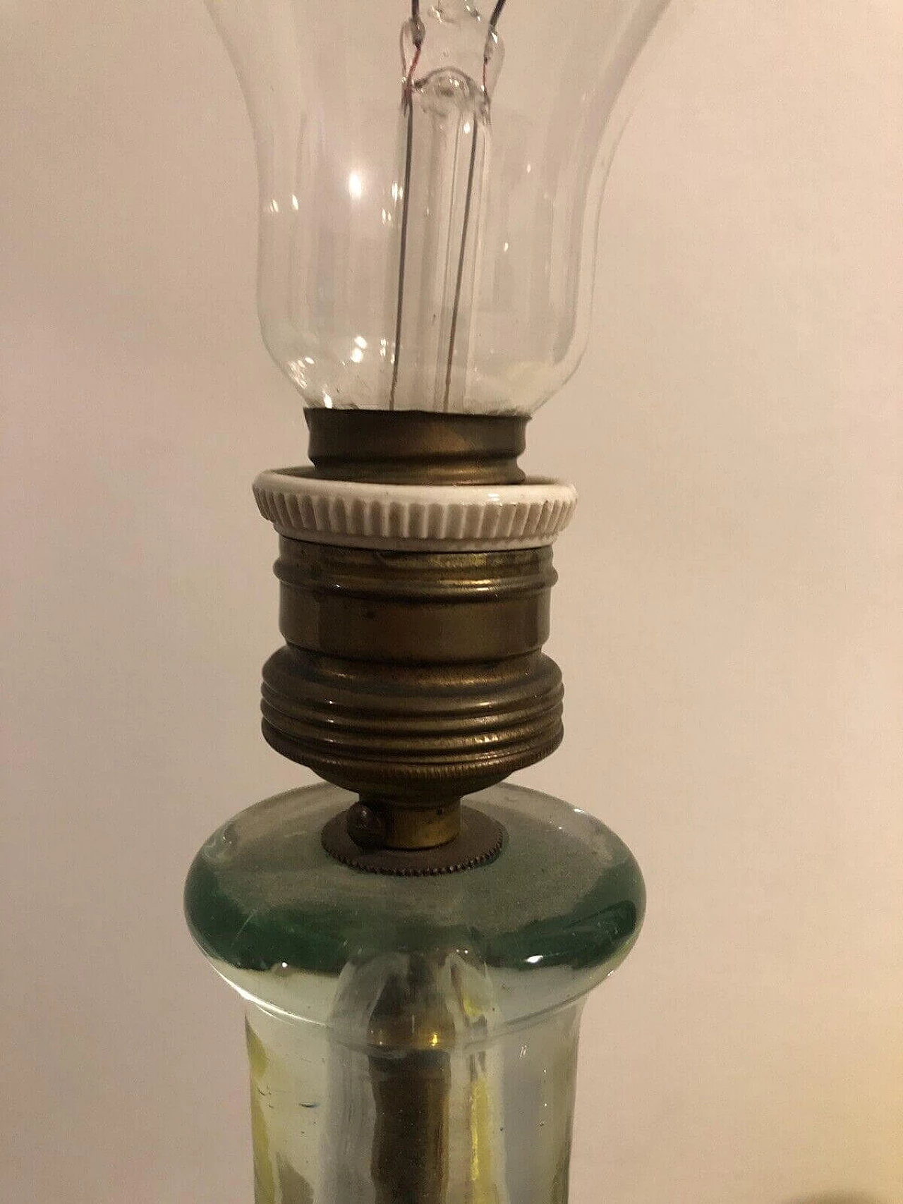 Nile green glass table lamp by Barovier & Toso, 1940s 6