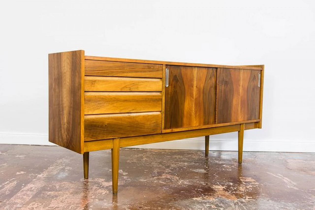 Walnut and beech sideboard by Bytomskie Fabryki Mebli, 1960s 10