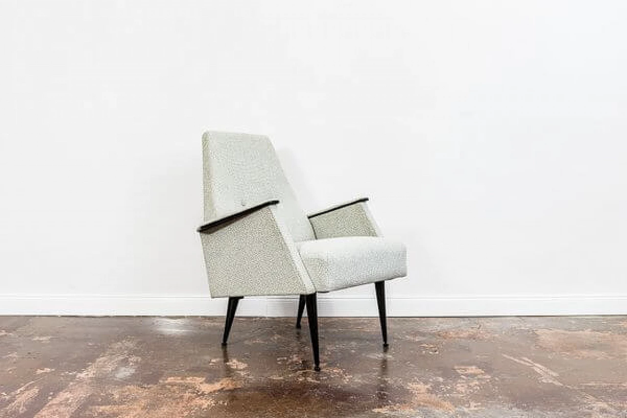 Hungarian wood and fabric armchair, 1960s 21