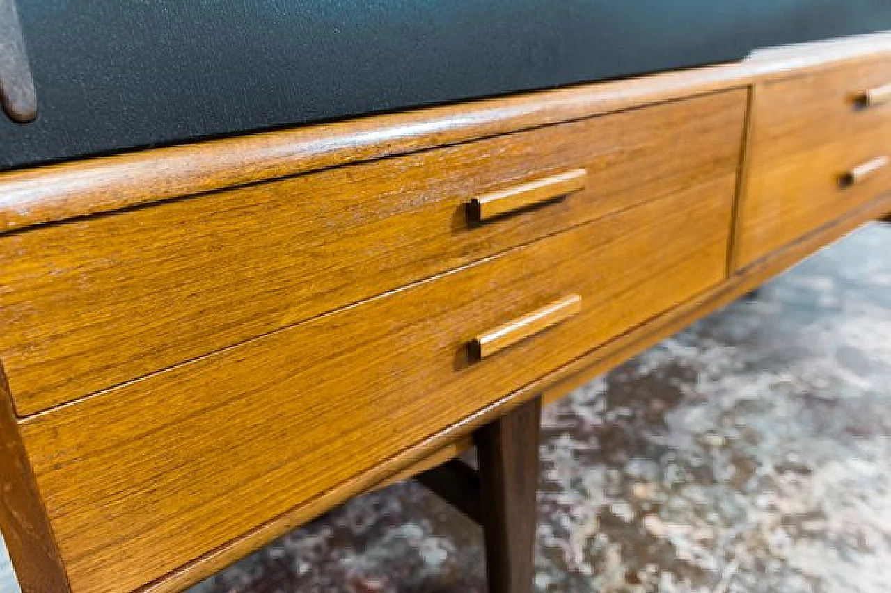 Danish teak sideboard with drawers and black sliding doors, 1960s 2