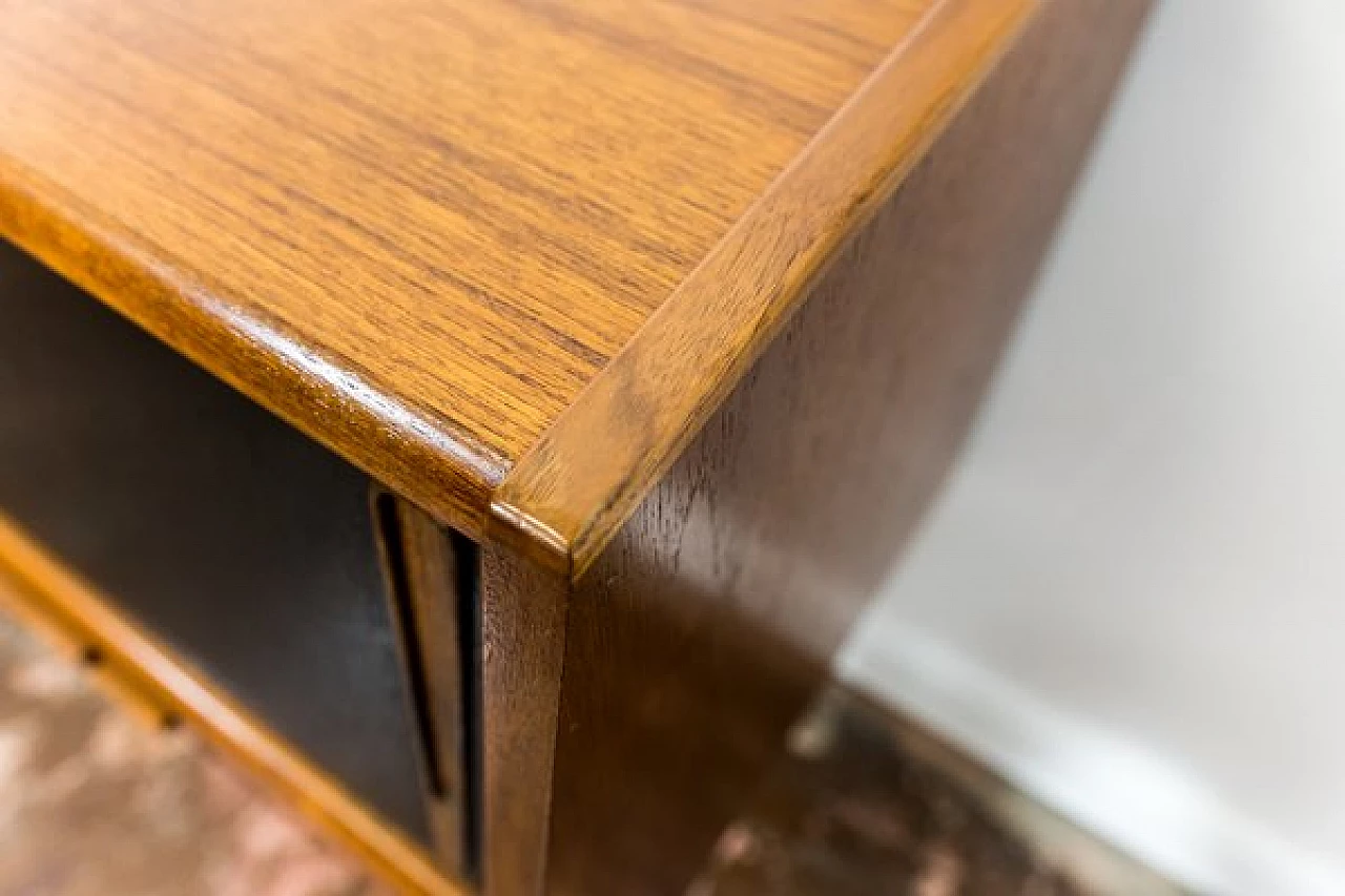 Danish teak sideboard with drawers and black sliding doors, 1960s 17