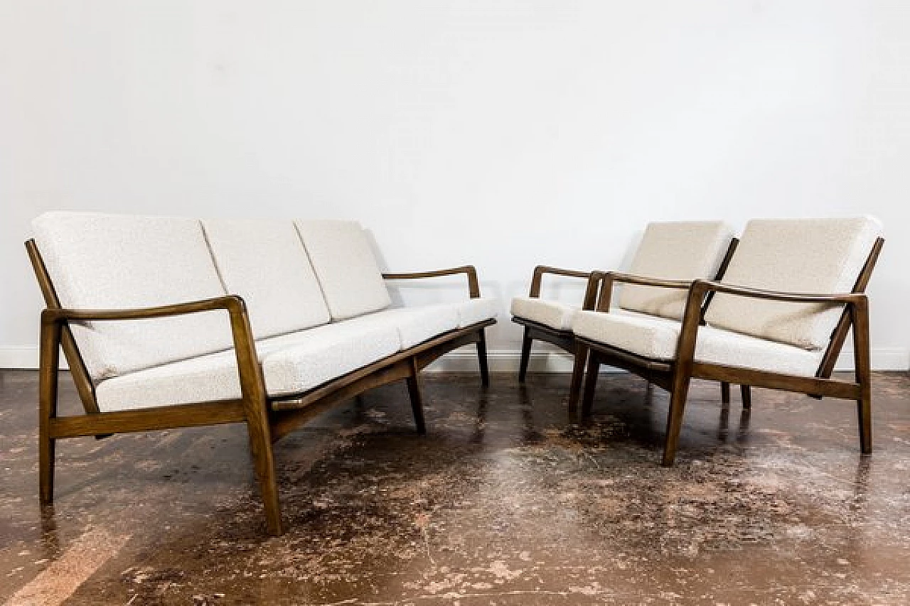 Pair of Scandinavian armchairs and sofa, 1960s 1