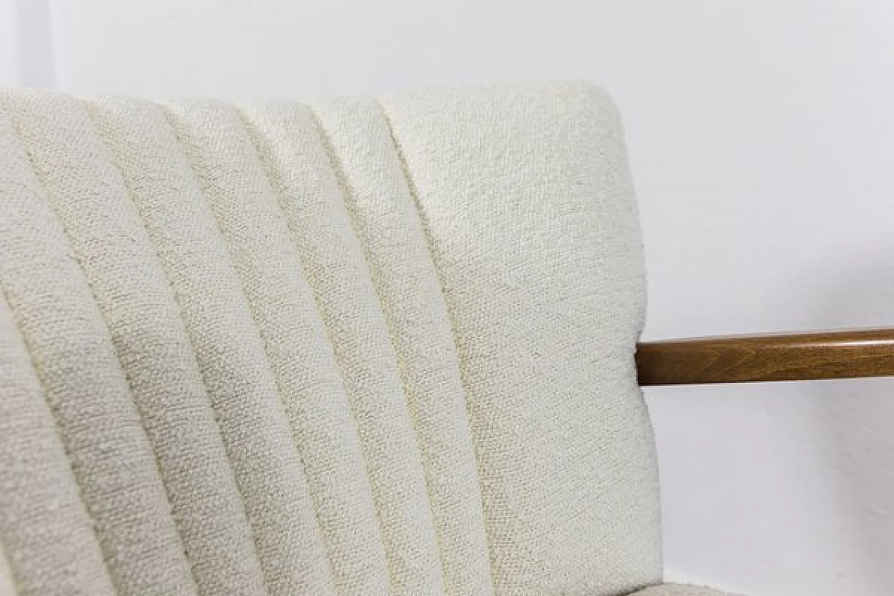 Beech and white bouclé fabric armchair and chair, 1950s 3