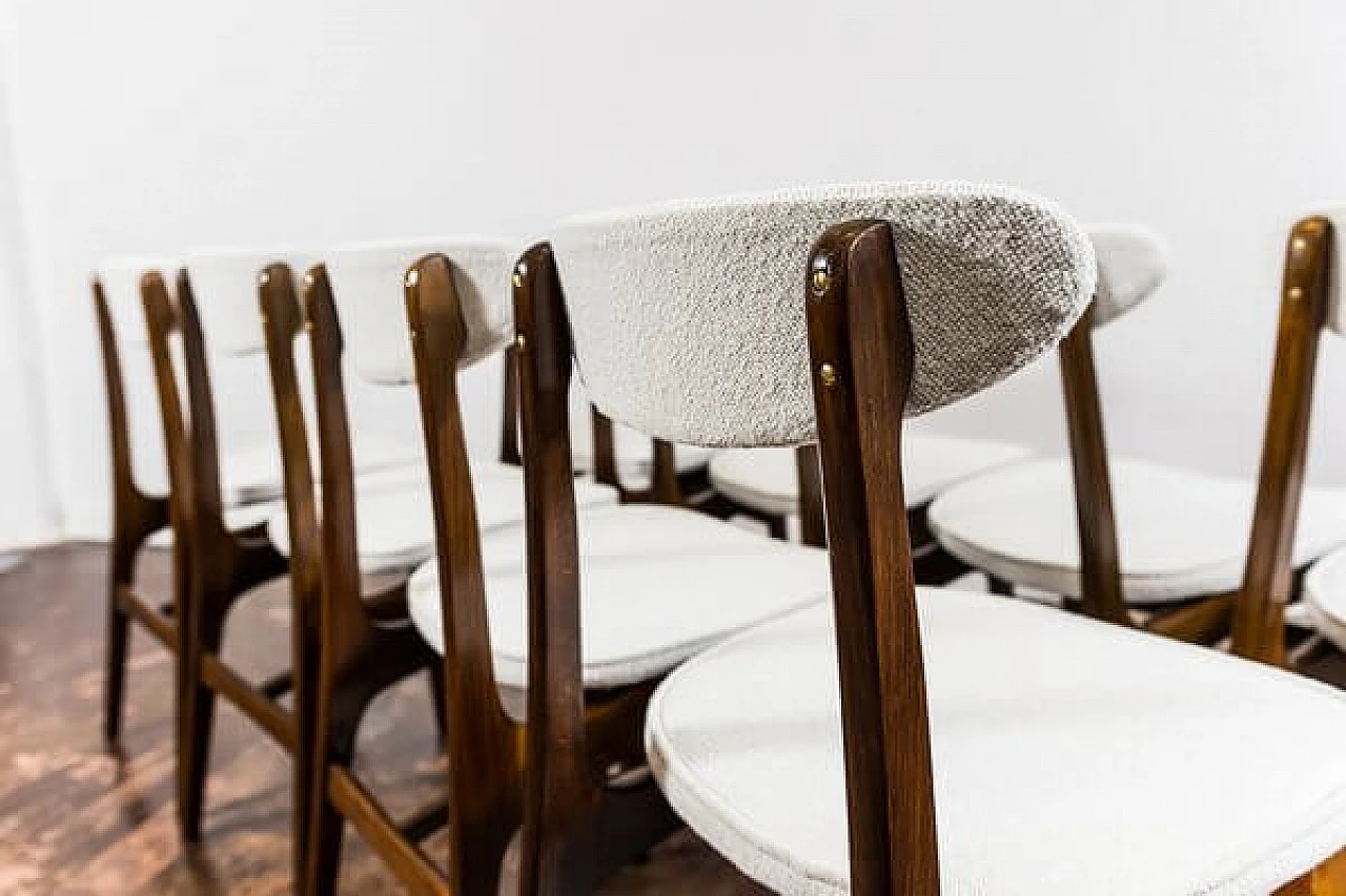 8 White dining chairs by Rajmund Teofil Hałas, 1960s 15