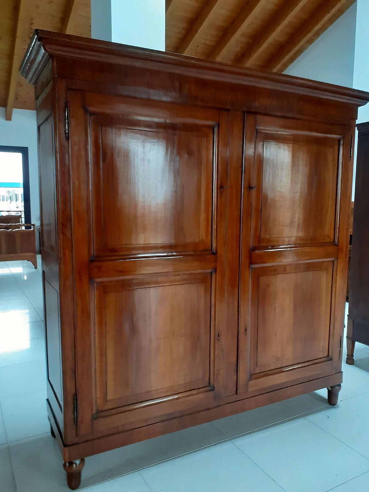 Solid walnut double-door wardrobe, first half of the 19th century 1