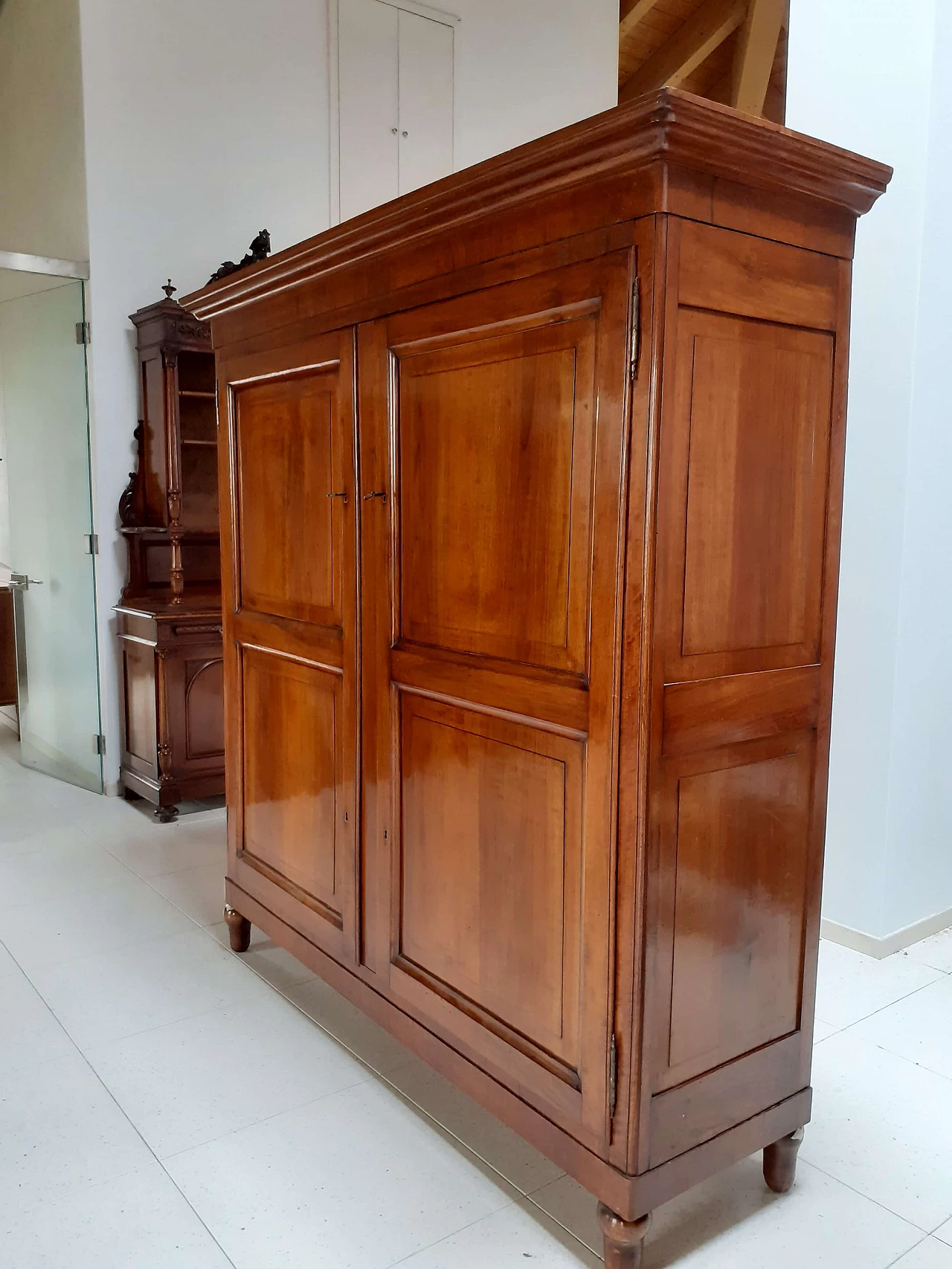 Solid walnut double-door wardrobe, first half of the 19th century 2