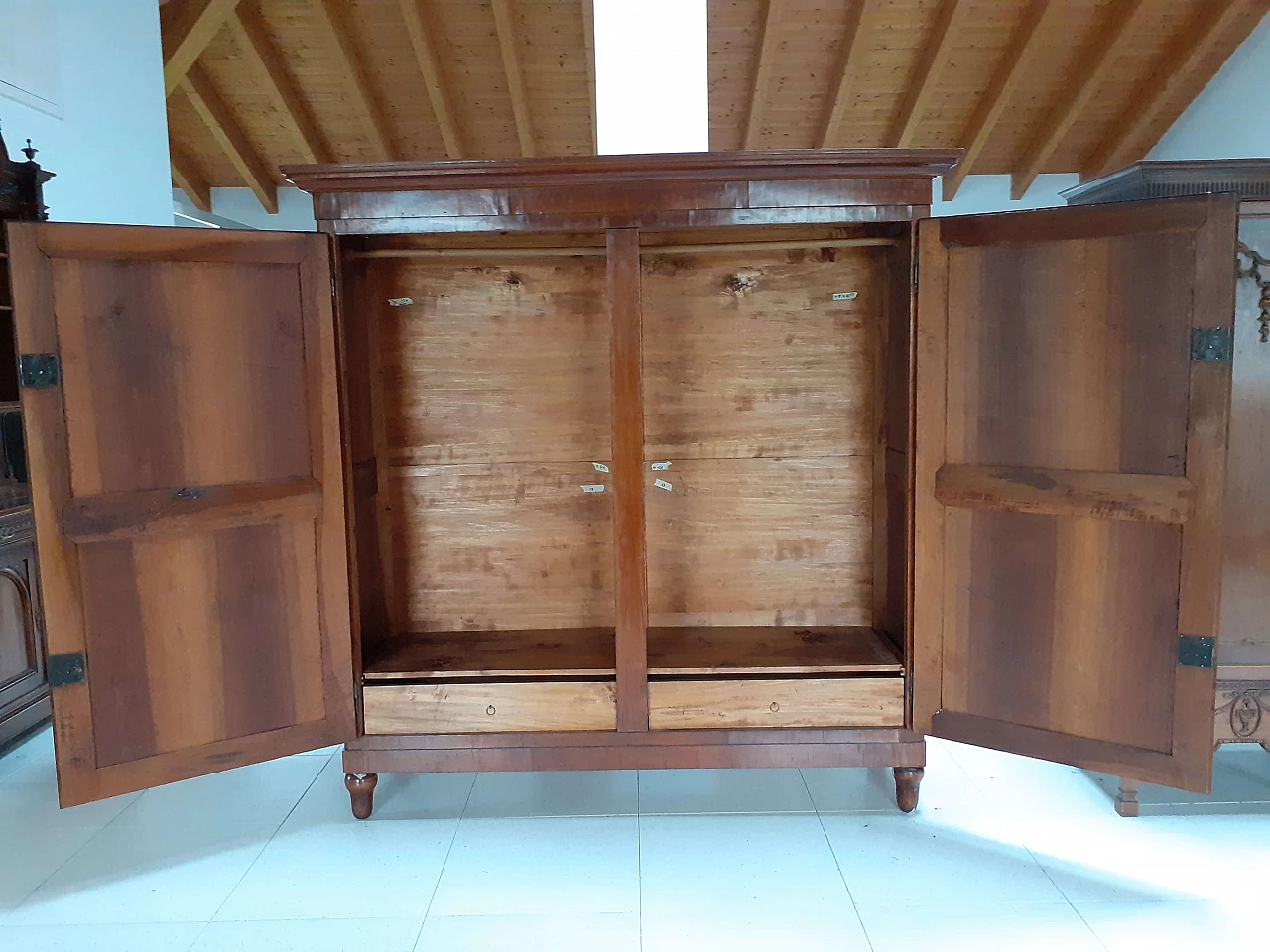 Solid walnut double-door wardrobe, first half of the 19th century 3