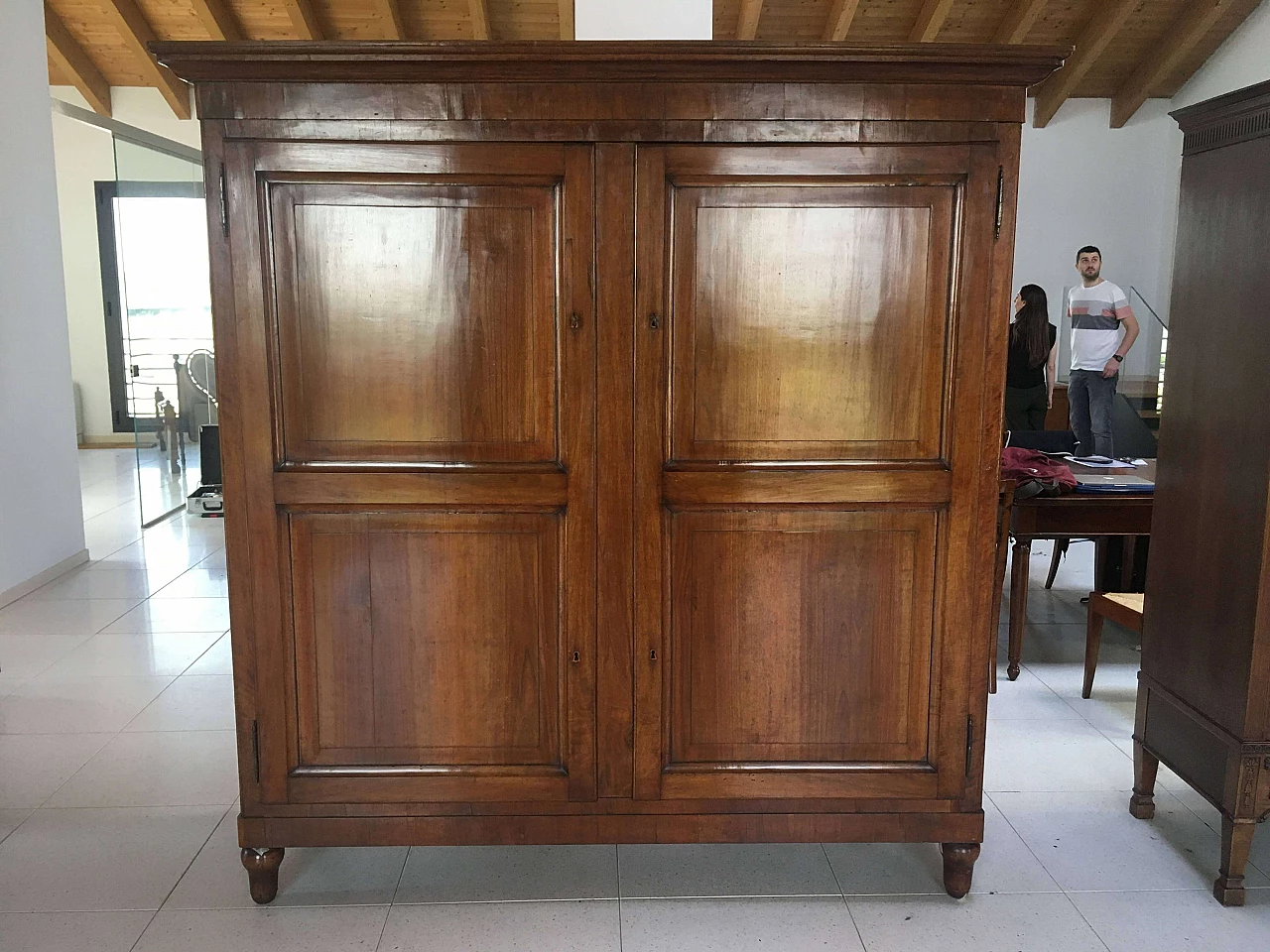 Solid walnut double-door wardrobe, first half of the 19th century 5