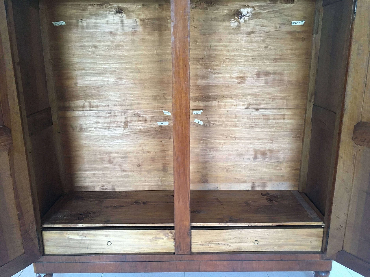 Solid walnut double-door wardrobe, first half of the 19th century 7