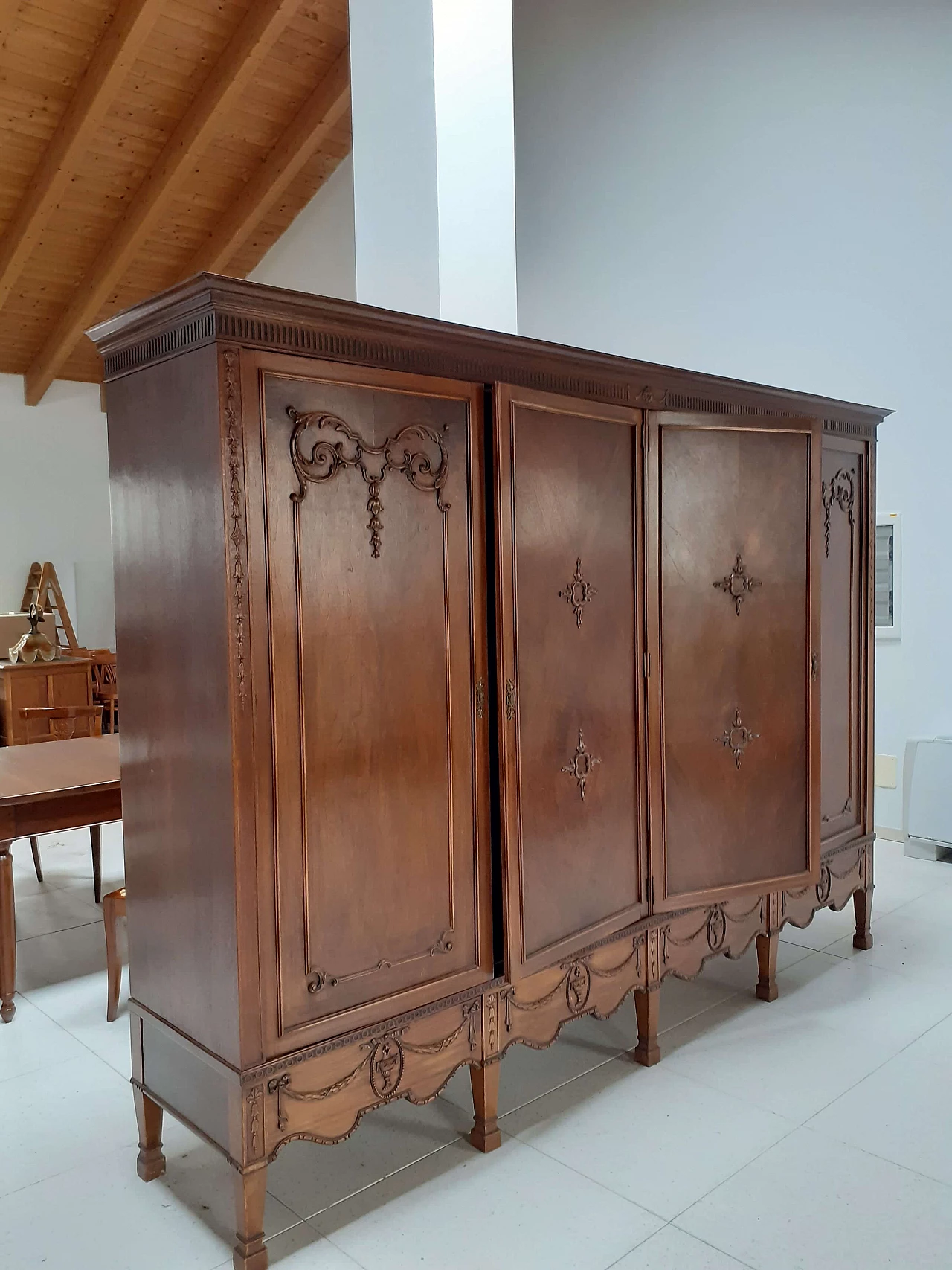 Louis XVI style wardrobe veneered in mahogany, late 19th century 1