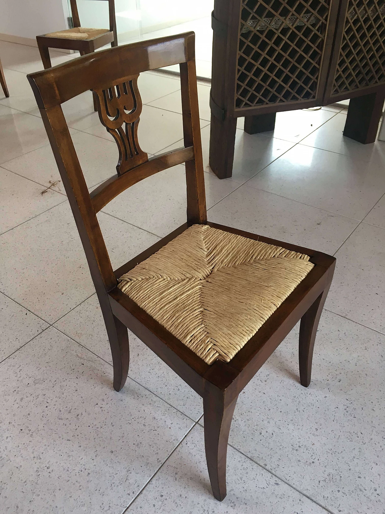 4 Walnut Direttorio chairs, late 18th century 3