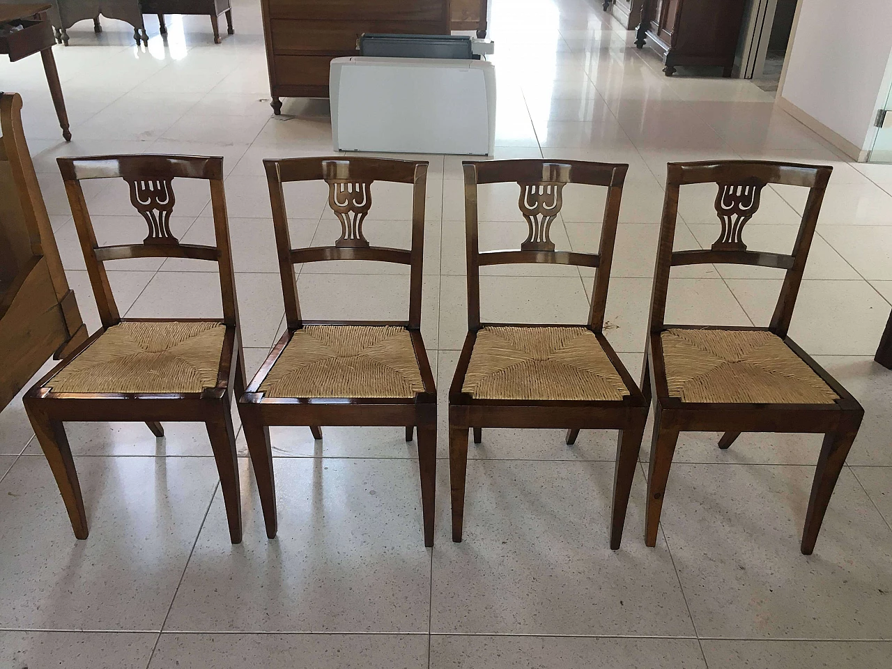 4 Walnut Direttorio chairs, late 18th century 7