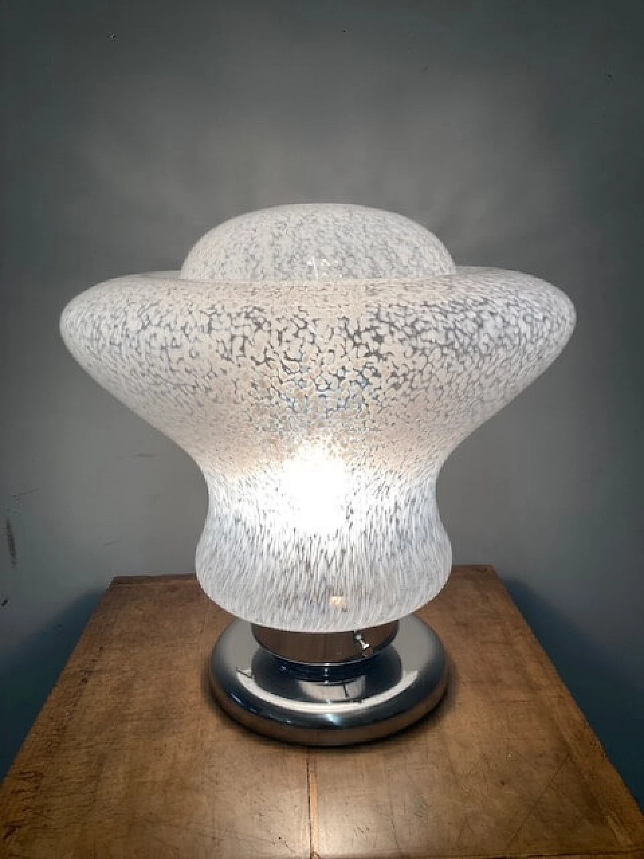 Metal and milk glass table lamp by Mazzega, 1970s 1